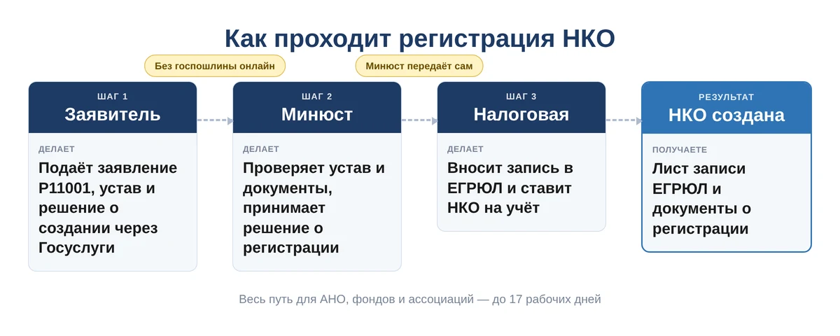 как проходит регистрация НКО через Минюст и налоговую